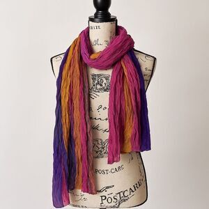 Green Sewn Sustainable Recycled Silk Sari Scarf | Multicolor Boho Eco-Friendly